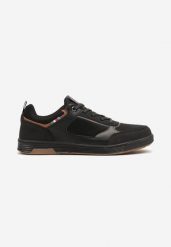Czarne Buty Sportowe Sneakersy Ozdobione Perforacją i Napisami Aralithia. Czarne buty sportowe męskie Born2be, z jeansu, bez zapięcia. Za 139.99 zł.