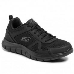 Buty do chodzenia męskie Skechers Trackscloric. Czarne buty sportowe męskie Skechers, z materiału, bez zapięcia, do biegania. Za 259.99 zł.