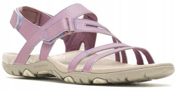 Sandały trekkingowe dla kobiet Merrell SANDSPUR ROSE. Czerwone sandały damskie Merrell, bez wzorów, z gumy, bez obcasa, bez zapięcia. Za 279.99 zł.