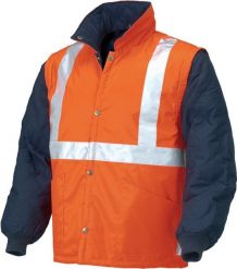 Kurtka męska INDUSTRIAL STARTER - Kurtka z odpinanymi rękawami arancione fluo+bande XL. Kurtki męskie INDUSTRIAL STARTER, m, bez wzorów, bez kaptura. Za 168.54 zł.