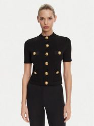Balmain Kardigan DF1KL023KB07 Czarny Regular Fit. Czarne kardigany damskie Balmain, bez wzorów, z wiskozy. Za 5,999.00 zł.