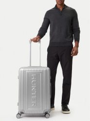 Hunter Walizka średnia CEO-HUNTER-M-002-08-SILVER Srebrny. Szare walizki męskie Hunter, bez wzorów, z tworzywa sztucznego, średnie. Za 359.99 zł.