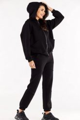 Luźna bluza z kapturem rozpinana z kieszeniami czarna. Czarne bluzy damskie Infinite You, l, bez wzorów, z kapturem. Za 259.00 zł.