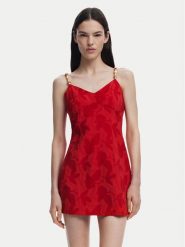 Desigual Sukienka koktajlowa Tigris 25SWVW85 Czerwony Slim Fit. Czerwone sukienki damskie Desigual, xl, bez wzorów, z bawełny, wizytowe, bez kołnierzyka, bez ramiączek. Za 209.99 zł.