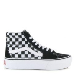 Buty Vans Checkerboard SK8-Hi Platform 2.0 Biały/Czarny. Czarne trampki i tenisówki damskie Vans, bez wzorów, eleganckie, bez zapięcia. W wyprzedaży za 354.90 zł.