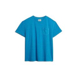 T-shirt lniany z kieszenią Superdry Classic. Niebieskie t-shirty męskie Superdry., l, bez wzorów, z bawełny, klasyczne, bez kołnierzyka. Za 149.85 zł.
