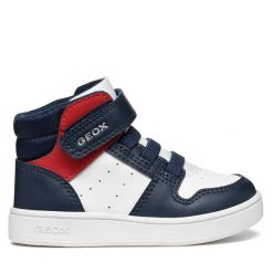 Sneakersy Geox. Białe trampki i tenisówki chłopięce Geox, bez wzorów, bez zapięcia. Za 179.99 zł.