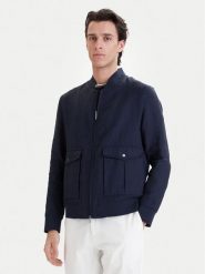 Bugatti Kurtka bomber 171300-11045 Granatowy Regular Fit. Niebieskie kurtki męskie Bugatti, m, bez wzorów, ze lnu, bez kaptura. Za 1,149.00 zł.