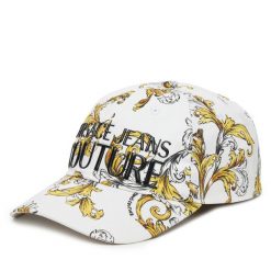 Czapka z daszkiem Versace Jeans Couture. Białe czapki i kapelusze damskie Versace Jeans Couture, bez wzorów, z jeansu. Za 189.99 zł.