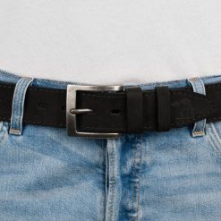 Pasek męski skórzany zamszowy skóra naturalna czarny Beltimore W44 : Kolory - czarny, Rozmiar pasków - r.110-125 cm. Czarne paski damskie bez wzorów, ze skóry. Za 59.90 zł.