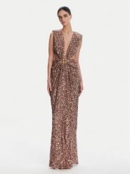 Elisabetta Franchi Sukienka wieczorowa ABR4852E2 181 Brązowy Regular Fit. Brązowe sukienki damskie Elisabetta Franchi, bez wzorów, z syntetyku, wizytowe, bez kołnierzyka, bez ramiączek. Za 2,399.00 zł.