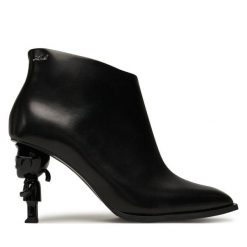 Botki KARL LAGERFELD. Czarne botki damskie KARL LAGERFELD, bez obcasa, na słupku, bez zapięcia. Za 849.99 zł.