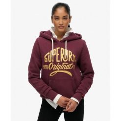 Bluza damska z kapturem Superdry Mfg Original Metallic. Fioletowe bluzy damskie Superdry., l, bez wzorów, z kapturem. Za 342.35 zł.