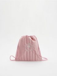 Torebka typu worek z haftem - różowy. Czerwone torby i plecaki dziecięce Reserved. W wyprzedaży za 22.99 zł.