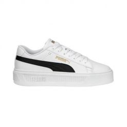 Buty do chodzenia damskie Puma Smash Platform V3. Białe obuwie sportowe damskie Puma, bez wzorów, z materiału, trekkingowe. Za 254.00 zł.