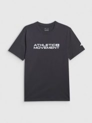 4F T-shirt regular z nadrukiem męski - szary S. Szare t-shirty męskie 4f, m, bez wzorów, z materiału, bez kołnierzyka. Za 69.99 zł.