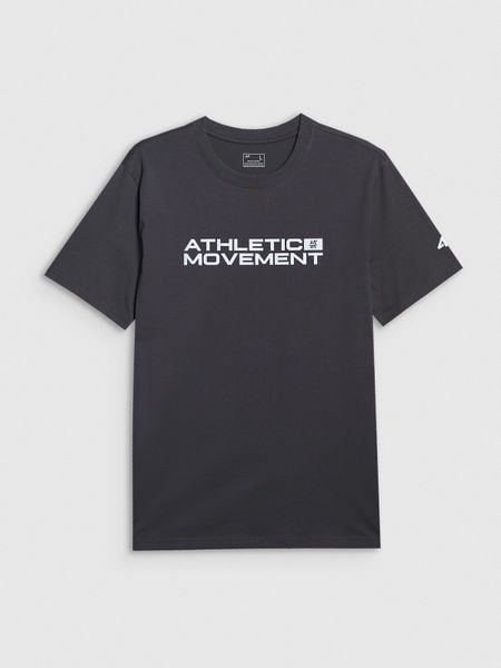 4F T-shirt regular z nadrukiem męski - szary L. Szare t-shirty męskie 4f, l, bez wzorów, z materiału, bez kołnierzyka. W wyprzedaży za 39.99 zł.
