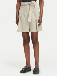 BOSS Szorty materiałowe Tojuna 50558545 Beżowy Relaxed Fit. Brązowe szorty damskie Boss, bez wzorów, ze lnu. Za 1,149.00 zł.