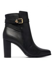 LAUREN RALPH LAUREN Botki Brooke II Calfskin Bootie Heel 802974475004 Czarny. Czarne botki damskie Lauren Ralph Lauren, ze skóry, bez obcasa, na słupku, bez zapięcia. Za 1,199.00 zł.