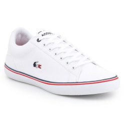 Trampki Lacoste Lerond M 7-35CAM014821G białe. Białe trampki męskie z aplikacjami, z materiału, bez zapięcia. Za 544.84 zł.