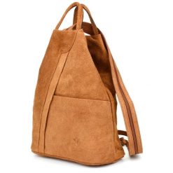 Camel Vera Pelle Włoski Plecak Skórzany Damski Mały T53. Brązowe plecaki damskie Vera Pelle, bez wzorów, ze skóry, eleganckie. Za 143.98 zł.