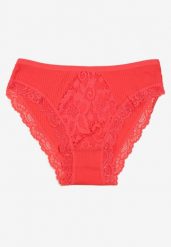 Czerwone Bawełniane Majtki Figi z Gumką w Pasie i Koronką Obetta. Czerwone figi damskie Born2be, l, bez wzorów, z bawełny. Za 4.99 zł.