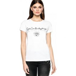 T-shirt z napisem L'AF FEMALE. Białe bluzki damskie L’AF, l, bez wzorów, z jeansu, klasyczne, bez kołnierzyka. Za 169.00 zł.