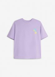 T-shirt oversize z czystej bawełny organicznej. Fioletowe t-shirty i topy dla dziewczynek bonprix, bez wzorów, z bawełny, bez ramiączek. Za 39.99 zł.