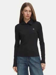 Calvin Klein Jeans Bluzka Henley LV047H203G Czarny Slim Fit. Czarne bluzki damskie Calvin Klein Jeans, l, bez wzorów, z bawełny, bez kołnierzyka, bez ramiączek. Za 249.99 zł.