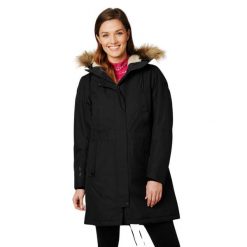 Płaszcz zimowy damski Helly Hansen Mayen Parka. Czarne kurtki damskie Helly Hansen, na zimę, xs, bez wzorów, bez kaptura, trekkingowe. Za 489.99 zł.