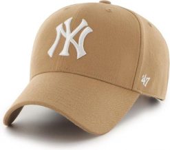 Czapka z daszkiem - New York Yankees Czapka regulowana. Brązowe czapki i kapelusze męskie 47 Brand, bez wzorów, z materiału. Za 173.00 zł.