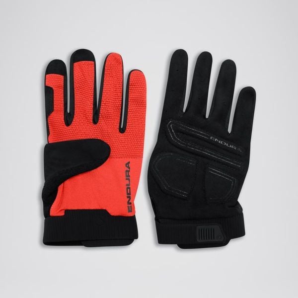 Rękawiczki Endura Loop z pełnymi palcami, CZERWONE 2XL. Czerwone obuwie sportowe damskie ENDURA, bez wzorów, z materiału. Za 119.99 zł.