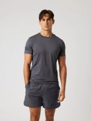 Bjorn_borg BORG T-SHIRT z poliestru z recyklingu — ASPHALT. Szare t-shirty męskie Björn Borg, l, bez wzorów, bez kołnierzyka. Za 207.80 zł.