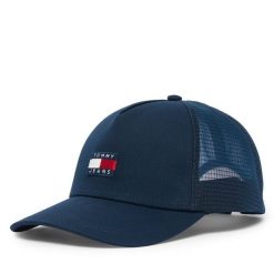 Czapka z daszkiem Tommy Jeans. Niebieskie czapki i kapelusze damskie Tommy Jeans, bez wzorów, z jeansu. Za 169.99 zł.