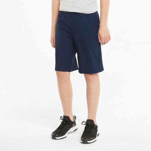 Spodenki dziecięce Puma Boys Stretch. Niebieskie szorty dla chłopców Puma, bez wzorów, z gumy. Za 166.05 zł.