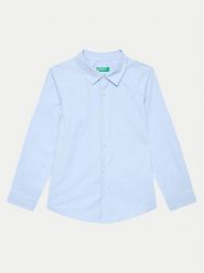 United Colors Of Benetton Koszula 5DGXCQ00T Błękitny Regular Fit. Niebieskie koszule dla chłopców United Colors Of Benetton, bez wzorów, z bawełny, bez kołnierzyka, bez ramiączek. Za 69.99 zł.