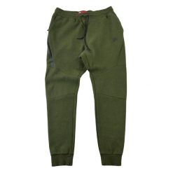 Second life - Nike spodnie dresowe męskie Tech - Jak nowy. Zielone spodnie sportowe męskie Nike, l, bez wzorów, z dresówki, do biegania. Za 170.36 zł.
