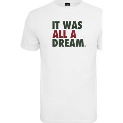 T-shirt w kolorze białym. T-shirty męskie Urban Classics, z nadrukiem, z okrągłym kołnierzem. W wyprzedaży za 39.95 zł.