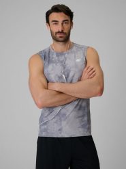 4F Koszulka treningowa regular szybkoschnąca męska - szara L. Szare koszulki sportowe męskie 4f, l, bez wzorów, z materiału, bez kołnierzyka, bez ramiączek, na fitness i siłownię. Za 99.99 zł.
