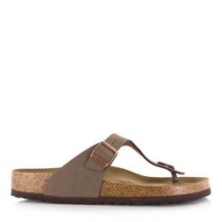 Japonki damskie Birkenstock 043751. Brązowe klapki damskie Birkenstock, bez wzorów, z materiału, bez obcasa. Za 679.99 zł.