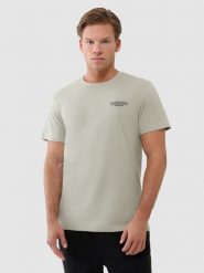 4F T-shirt regular z nadrukiem męski - oliwkowy/khaki XXL. Brązowe koszulki sportowe męskie 4f, m, bez wzorów, z bawełny, bez kołnierzyka, bez ramiączek. W wyprzedaży za 49.99 zł.