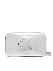 Calvin Klein Torebka Bold Ck Outline Mtl Camera Bag LV04F3896G Srebrny. Szare listonoszki damskie Calvin Klein, bez wzorów, ze skóry, bez dodatków. Za 329.99 zł.