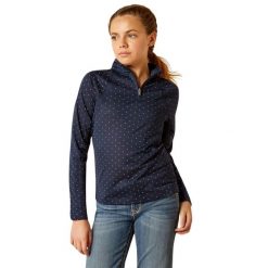 Dziewczęca koszulka z długim rękawem i zamkiem błyskawicznym 1/4 Ariat Sunstoppe. Niebieskie t-shirty i topy dla dziewczynek Ariat, bez wzorów, bez ramiączek. Za 246.50 zł.