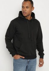 Czarna Bluza z Bawełną i Kapturem z Kieszenią i Sznurkami Parhiris. Czarne bluzy męskie Born2be, m, bez wzorów, z bawełny, z kapturem. Za 54.99 zł.
