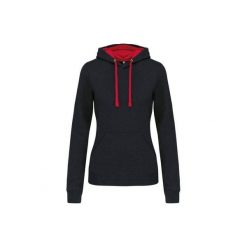 Bluza damska z kapturem Kariban Contrastée. Czarne bluzy damskie KARIBAN, bez wzorów, z kapturem. Za 192.50 zł.