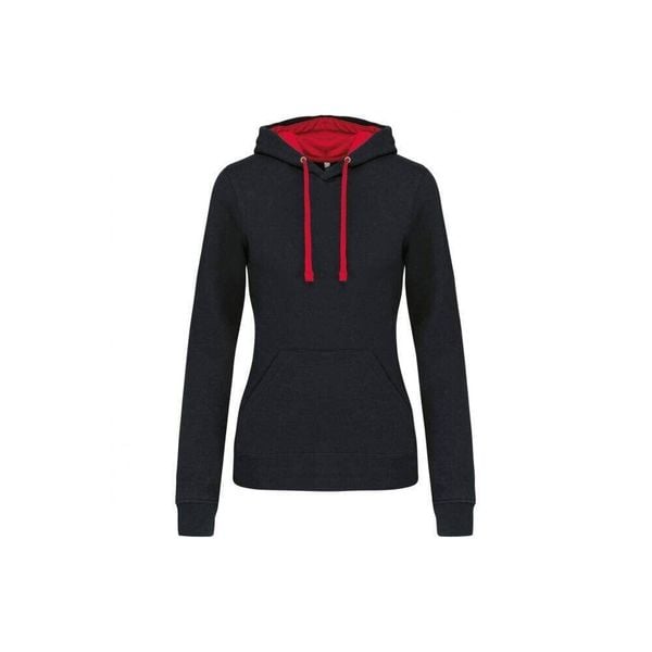 Bluza damska z kapturem Kariban Contrastée. Czarne bluzy damskie KARIBAN, s, bez wzorów, z bawełny, z kapturem. Za 157.50 zł.