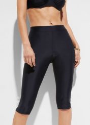 Spodnie capri do pływania z elastycznym pasem. Czarne bikini damskie bonprix, bez wzorów. Za 74.99 zł.