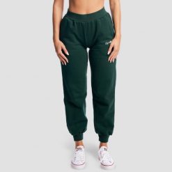 Spodnie damskie fitness jogger oversize z kieszeniami. Zielone spodnie dresowe damskie GYMBEAM, m, z aplikacjami, z bawełny. Za 143.90 zł.