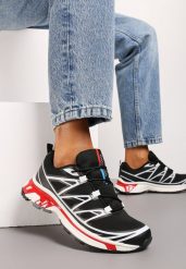 Czarno-Czerwone Sneakersy na Grubej Podeszwie ze Sznurowaniem i Ozdobnymi Gumowymi Elementami Tellgina. Czarne obuwie sportowe damskie Renee, bez wzorów, z gumy. Za 89.99 zł.