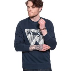 WRANGLER CREW SWEAT NAVY W6M3HA114 112130741. Niebieskie bluzy męskie Wrangler, m, bez wzorów, bez kaptura. Za 139.99 zł.